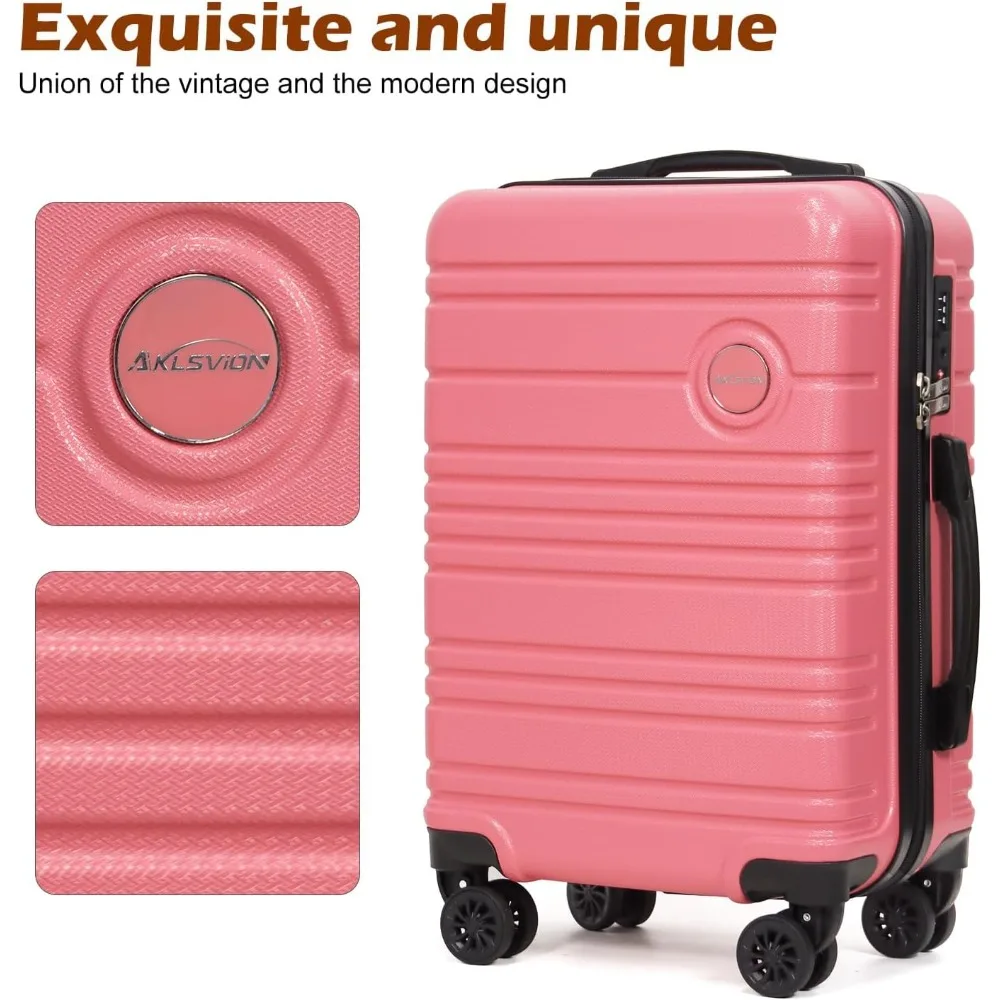 Carry-On Luggage Set with Backpack, 3-Piece Hardshell Suitcase with Spinner Wheels, TSA Lock, 20-Inch Lightweight Travel Set