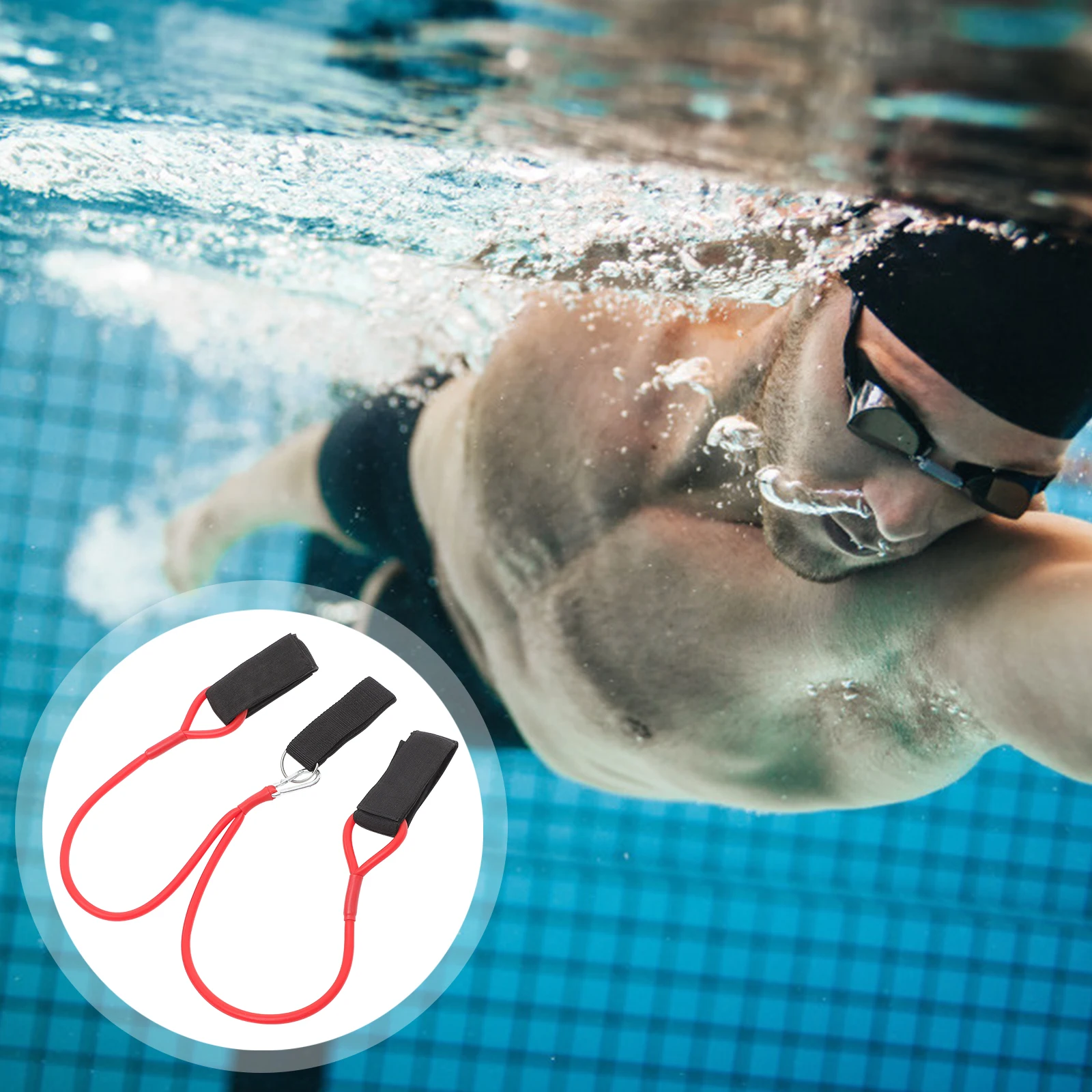 

1Pcs Swimming Technique Training Resistance Band Durable Swim Tether Long Elastic Rope for Pool Training Exercise