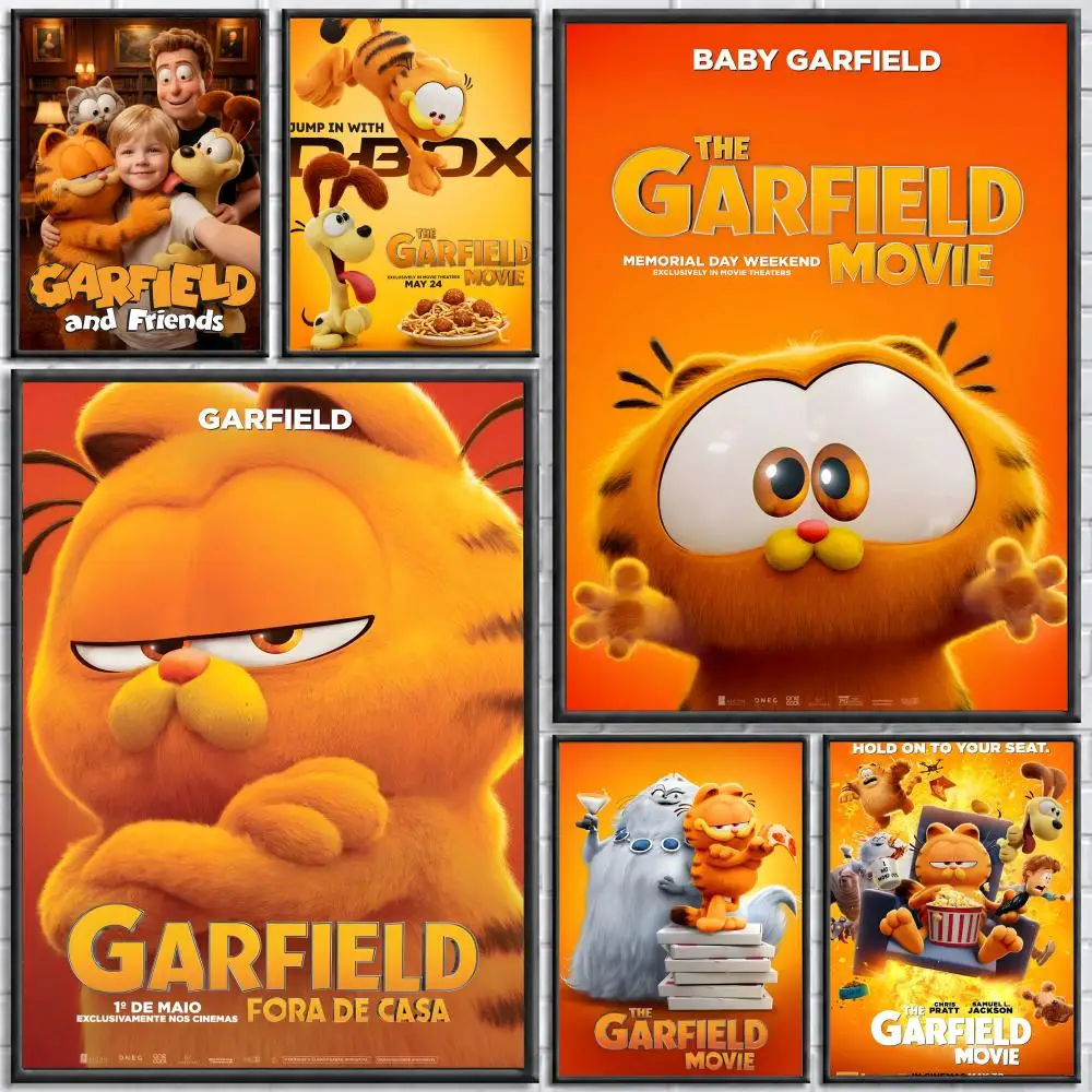 Character Garfield Poster Self-adhesive Art Waterproof Paper Sticker Coffee House Bar Room Wall Decor