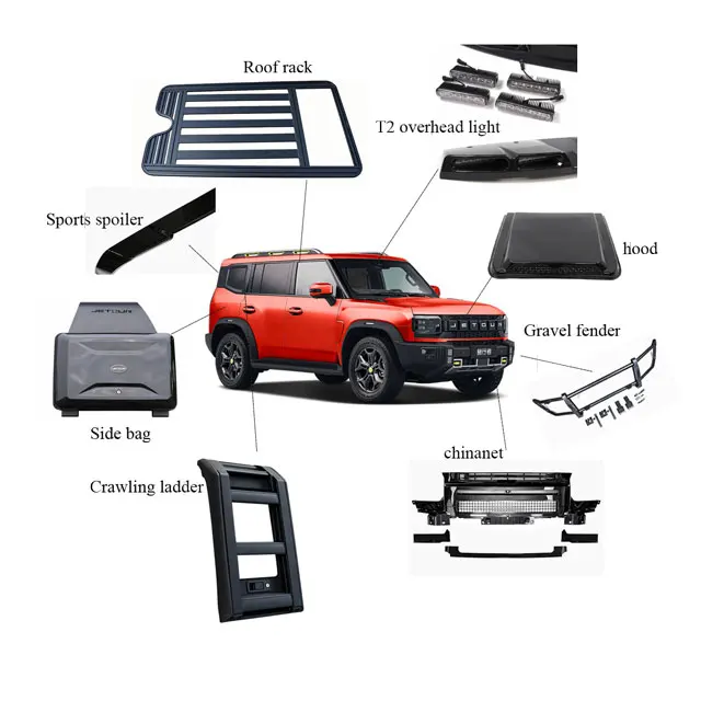For C.hery Je.tour T2 Body Kits Luggage Rack Ladder Side Bags Dome Light Spoiler Bumper for Jetour Accessory