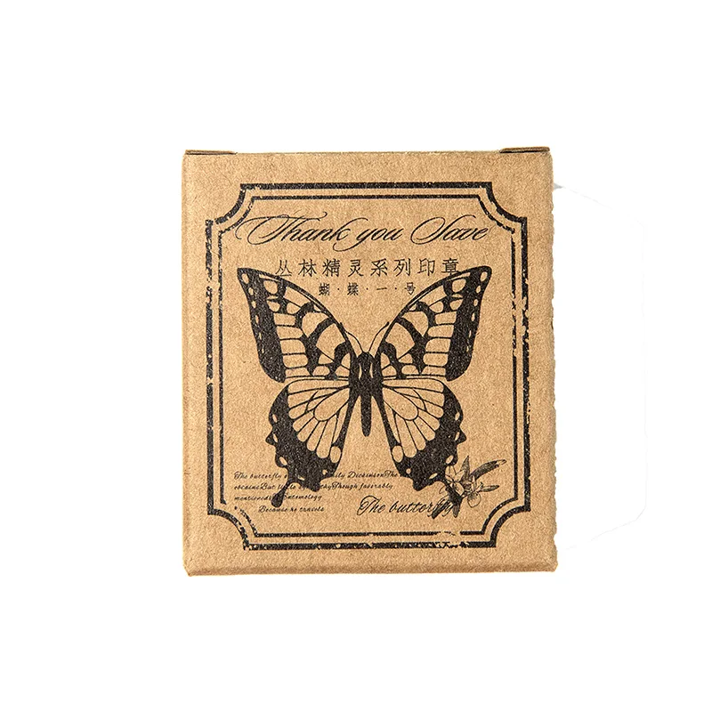 12 Design Vintage Butterfly Flower Decoration Stamp Wooden Rubber Stamp Scrapbook Stationery DIY Craft Standard Stamp