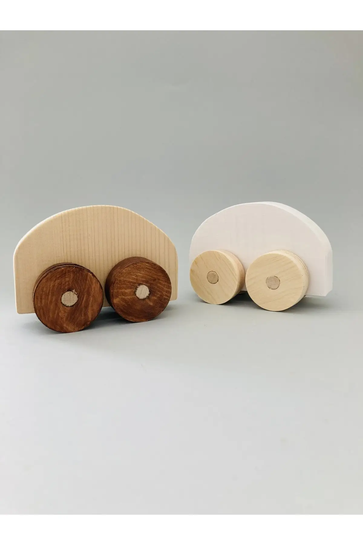 Natural Wooden Montessori Car-woswos Car 2'li-tumbled-White