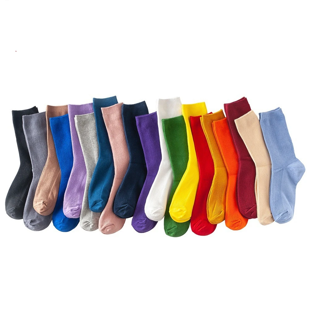 Colorful Harajuku Retro Women Cotton Candy Solid Color Socks Winter Korean Klein Blue Ancora Red  Green Designer Christmas Cute