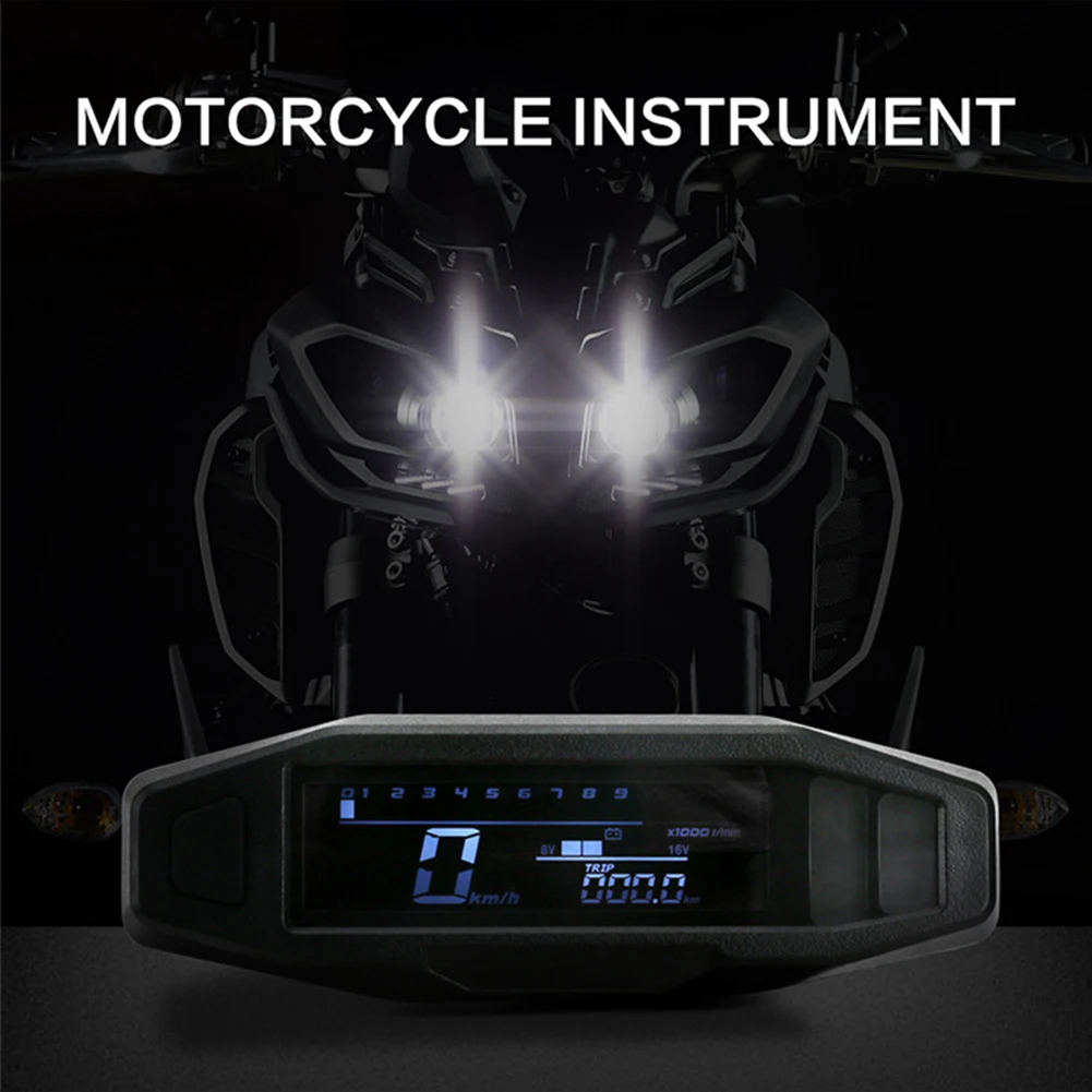 Universal Digital Gauge Motorcycle Speedometer Tachometer LCD Display Digital Odometer Multi-Function Indicator Light Display