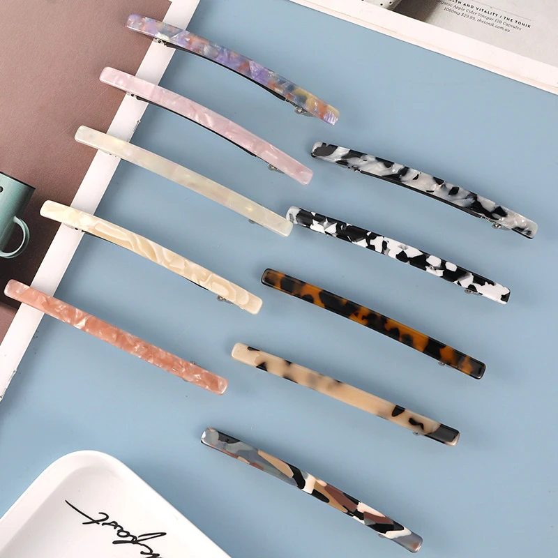 Korean Fashion Simple Leopard Acetate Geometric Spring Hairpins Hair Clip for Women Hairgrips Barrettes Girls Hair Accessories