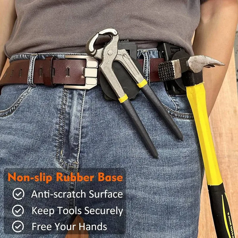 Belt Clip Tool Holster, 2 Pcs Tool Belt Accessories Magnetic Holster, Non-Slip Strong Magnetic Belt Clip For Screws
