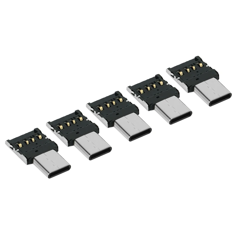 5pcs ultra mini type-c USB-C à usb 2.0 otg adaptateur pour tablette de téléphone portable et câble usb et disque flash