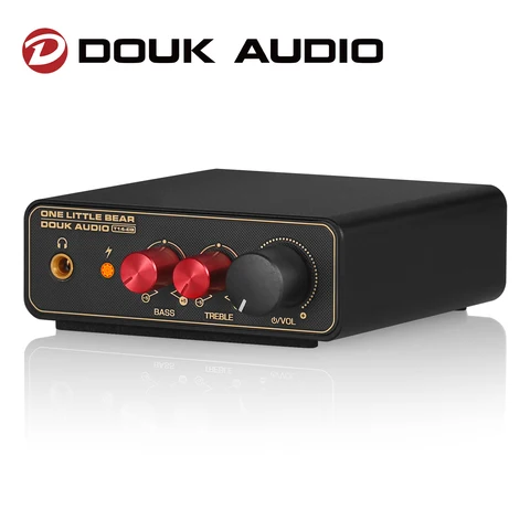 Douk Audio T14-EQ Estéreo RIAA MM/MC Pré-amplificador de palco Phono Pré-amplificador de toca-discos domésticos com amplificador de fone de ouvido de 3,5 mm