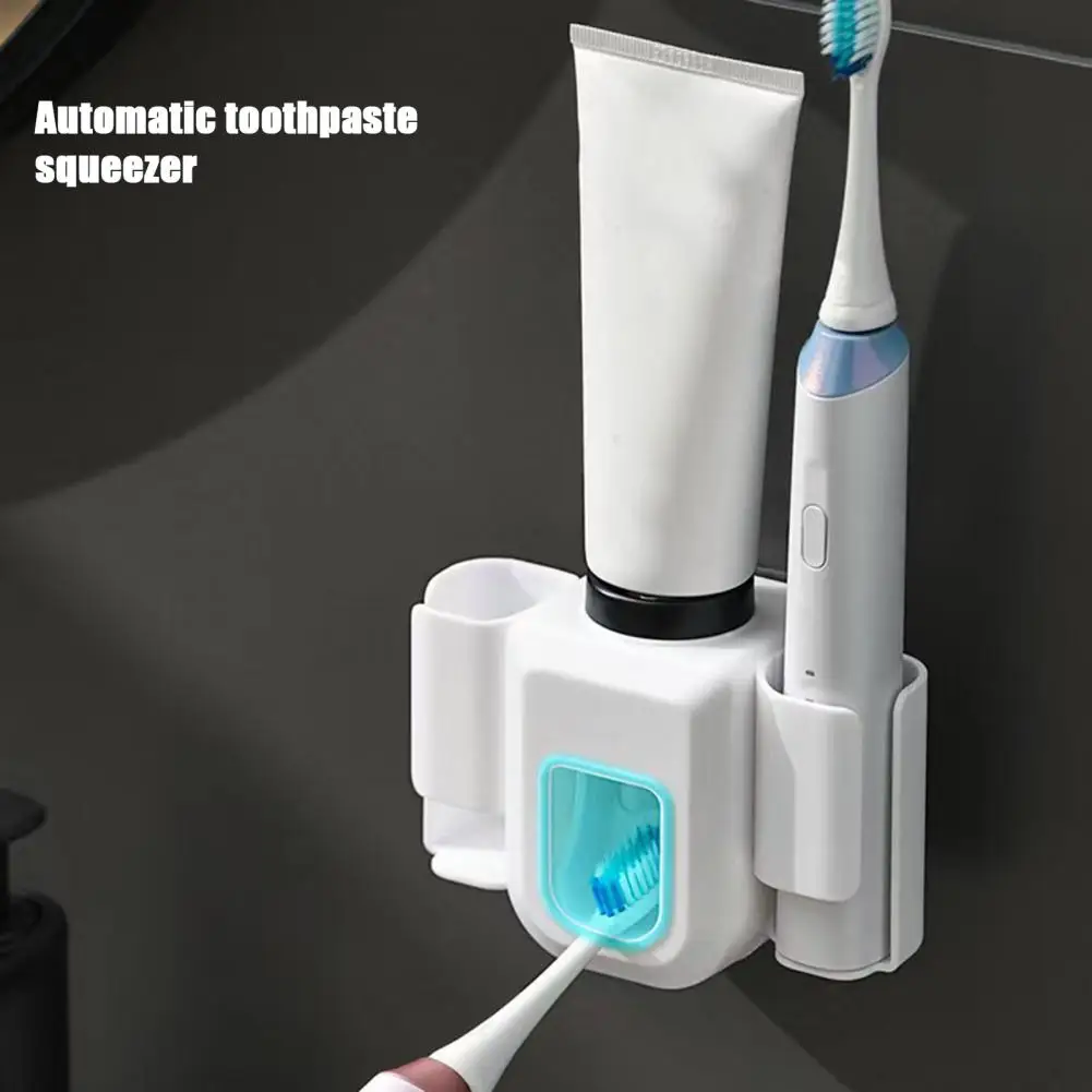 Stamp-free Toothpaste Squeezer Electric Toothbrush Holder with Toothpaste Squeezer Easy Installation Organizer for Bathroom