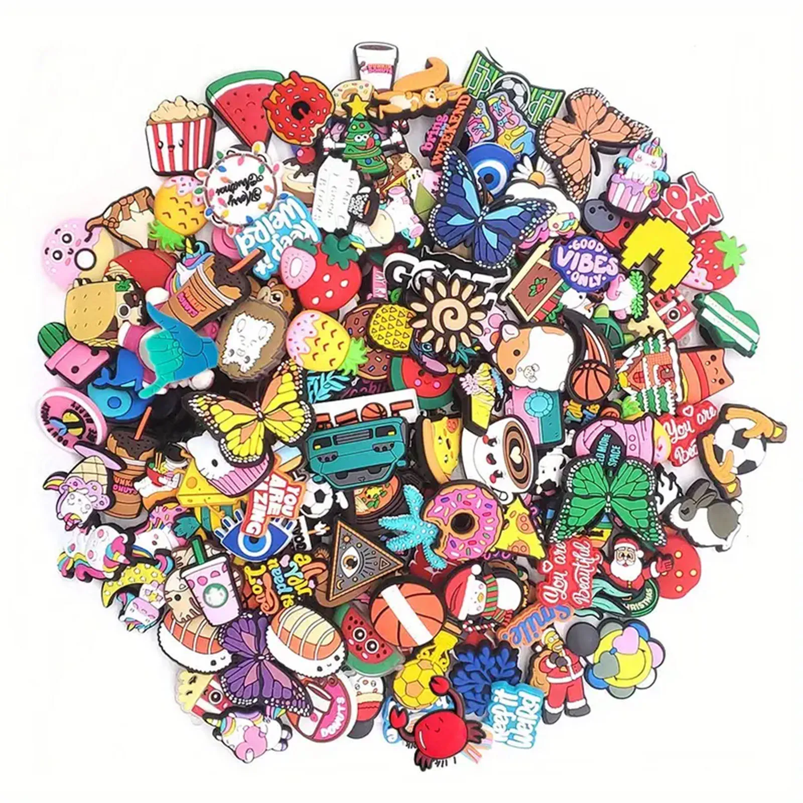 

Random 10-200Pcs Shoe Charms PVC DIY Shoe Decorations Accessories for Christmas, Birthday, Party, Gift Shoes Pins for Men Women