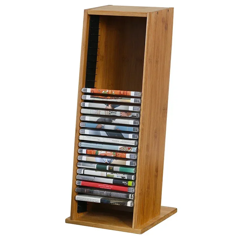 

Highcapacity Bamboo CD Storage Rack Desktop Display for PS4 Game Discs DVD Blu Ray Music Collection Shelf Media Organizer