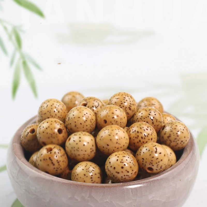 10pcs/Lot Natural Yellow Star Moon Bodhi Seed Round Beads 8/9/10/11mm Women/Men Zen Bead Bracelets Spacers DIY Prayer Jewelry