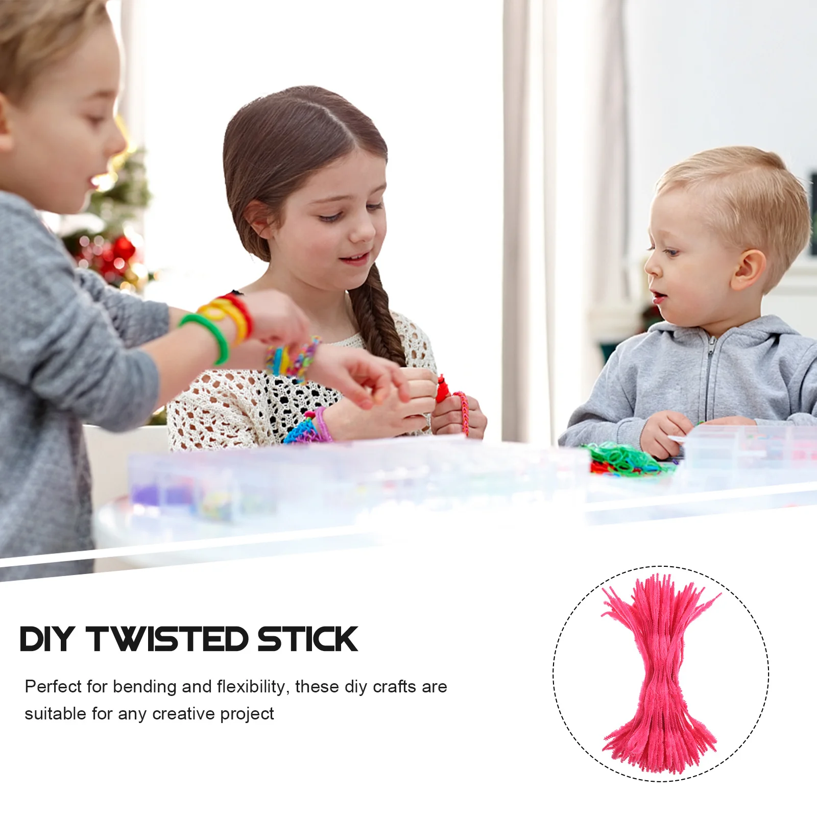 วัสดุงานฝีมือสร้างสรรค์ 100 ชิ้น อุปกรณ์ DIY สำหรับเด็ก เครื่องมือทำมือ แท่งงอได้ อุปกรณ์งานฝีมือเพื่อการศึกษาสำหรับเด็ก