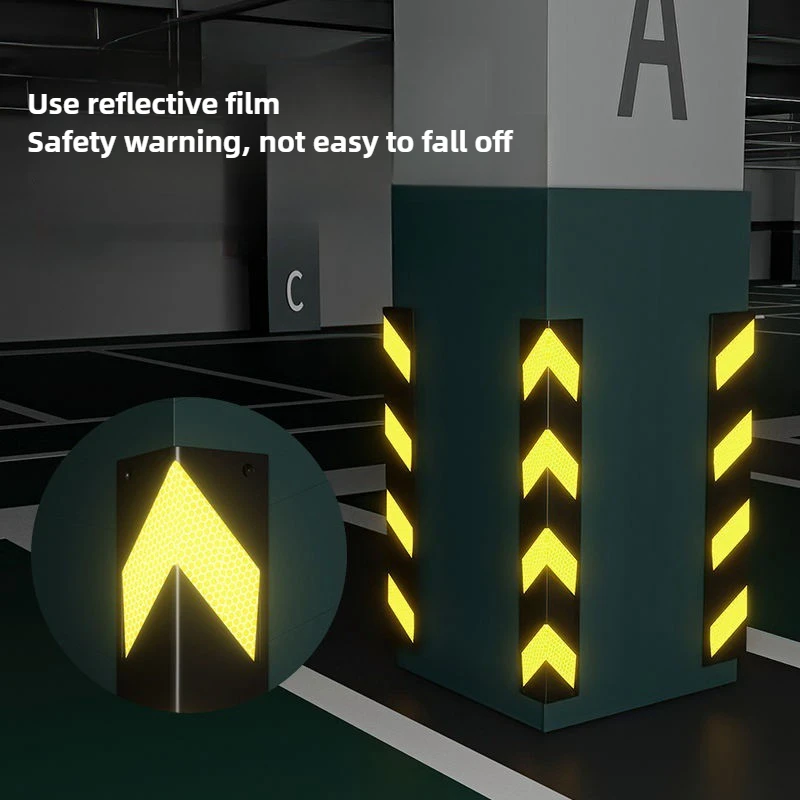 80CMx10CMx8MM Car Garage Wall Protector Stickers Reflective Warning Safety Parking Garage Pillar Wall Corner Protection Strips