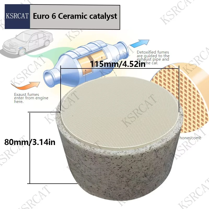 Convertidor Catalítico para Motor Automotriz EURO 6, 115x80mm, 600 Celdas, Panal de Cerámica, Pieza de Mejora del Sistema de Escape para Vehículo