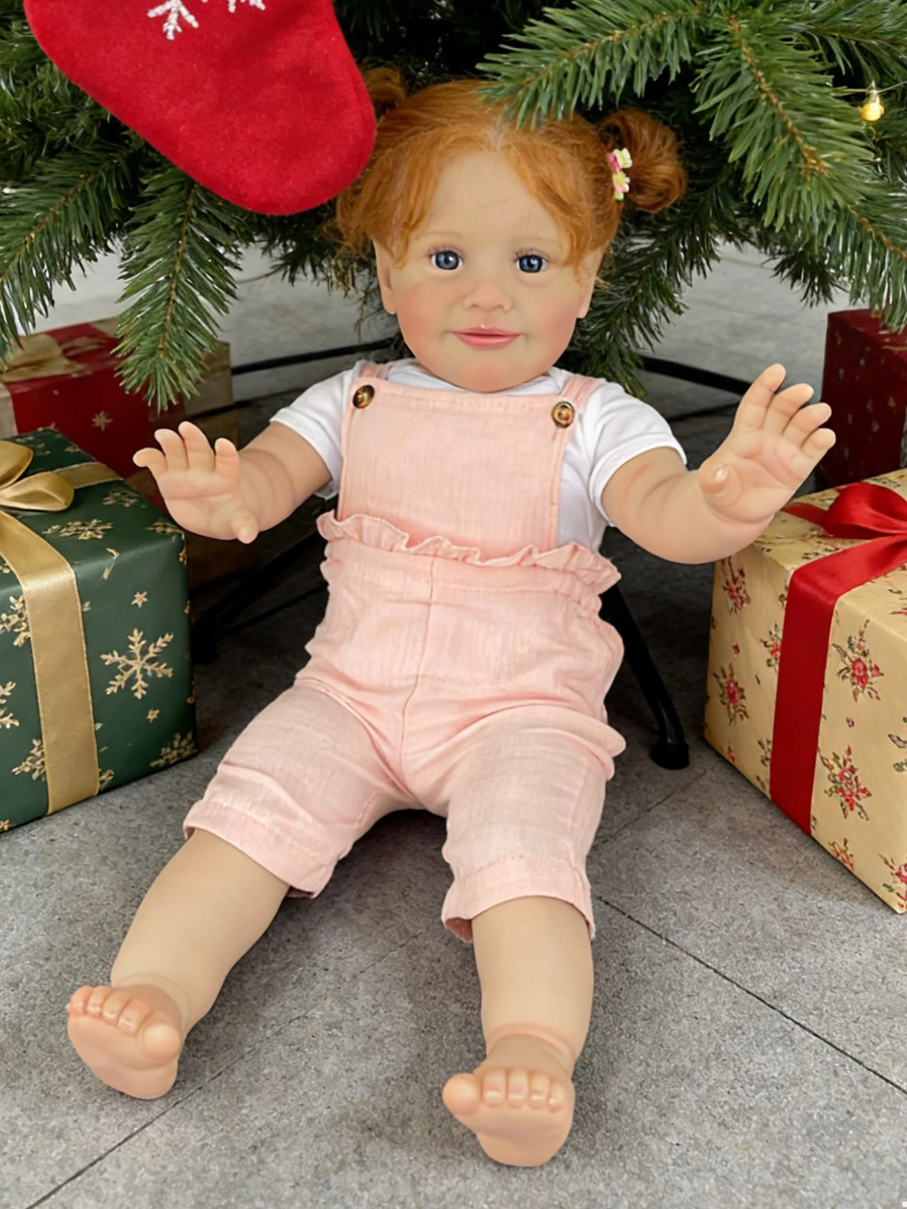 دمية زوي المولودة حديثًا بطول 25 بوصة، جسم قماشي ناعم، تبدو حقيقية، طبقات متعددة من الطلاء مع عروق مرئية، شعر مزروع يدويًا