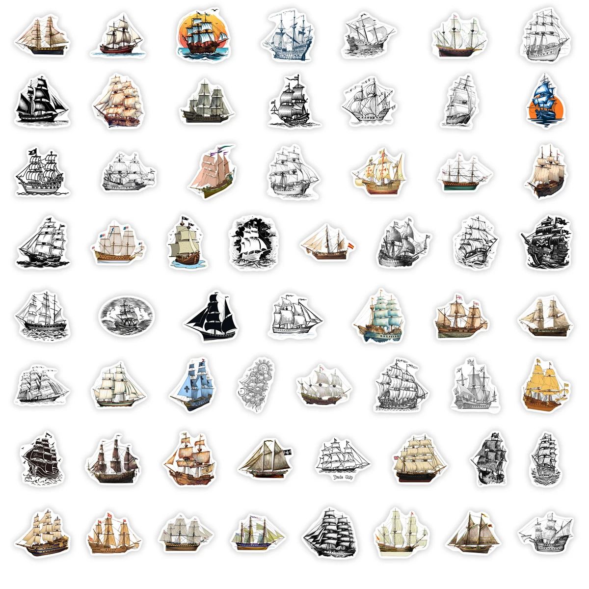 رسم المراكب الشراعية القراصنة السفينة ملصقات الاطفال DIY اللعب هدية الزخرفية صائق لسجل القصاصات غير المرغوب فيه الكمبيوتر المحمول الأمتعة زجاجات مقاوم للماء