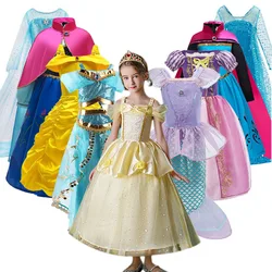 Girl Elsa Costume Kid Cosplay Dress Children Fancy Disguise Rapunzel Belle Anna Birthday Party Princess Carnival Evening Clothes