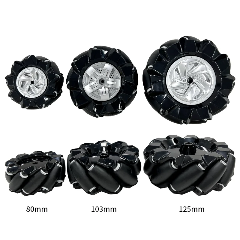 4pcs/lot McNaught Omnidirectional Wheels 80mm, 103mm, 125mm, with Optional Clamp-on Coupling