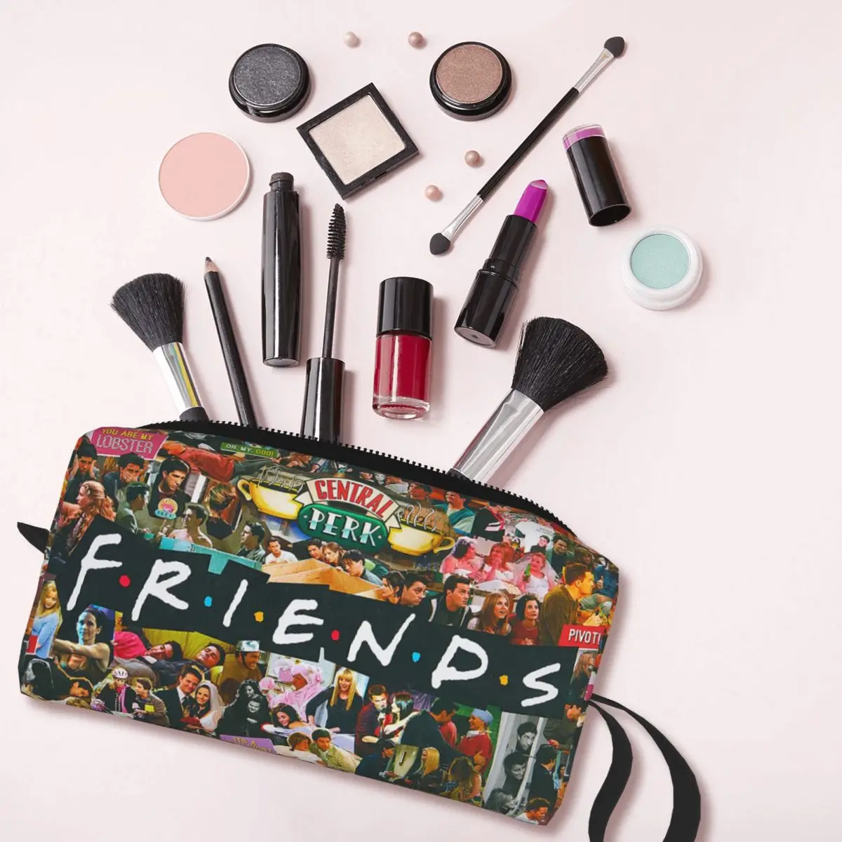 Bolsa de maquillaje de Collage de serie de TV Friends para hombres y mujeres, bolsa de cosméticos, bolsas de aseo de Rachel Monica, Kit de Dopp