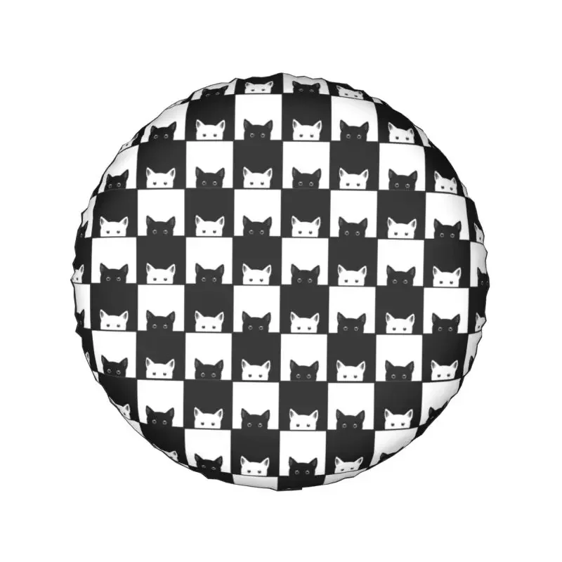 Funny Checkerboard Cats Spare Tire Cover Fit for Jeep Honda Checkered SUV RV Trailer Car Wheel Protectors 14