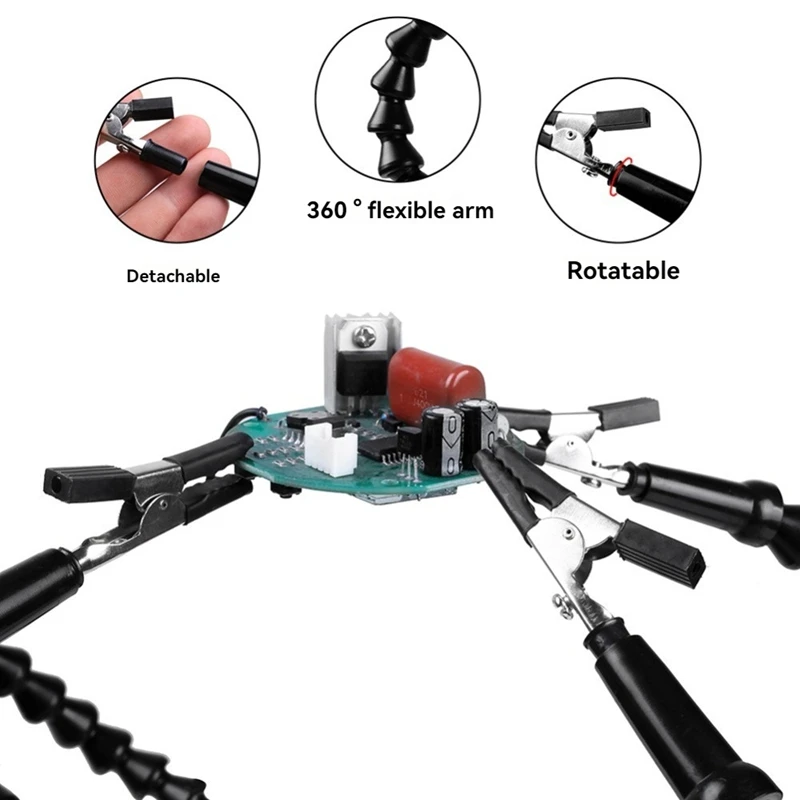 Helping Hands Soldering Third Hand PCB Circuit Board Holder Flexible Arms With Desk Clamp Base For Electronic Boards