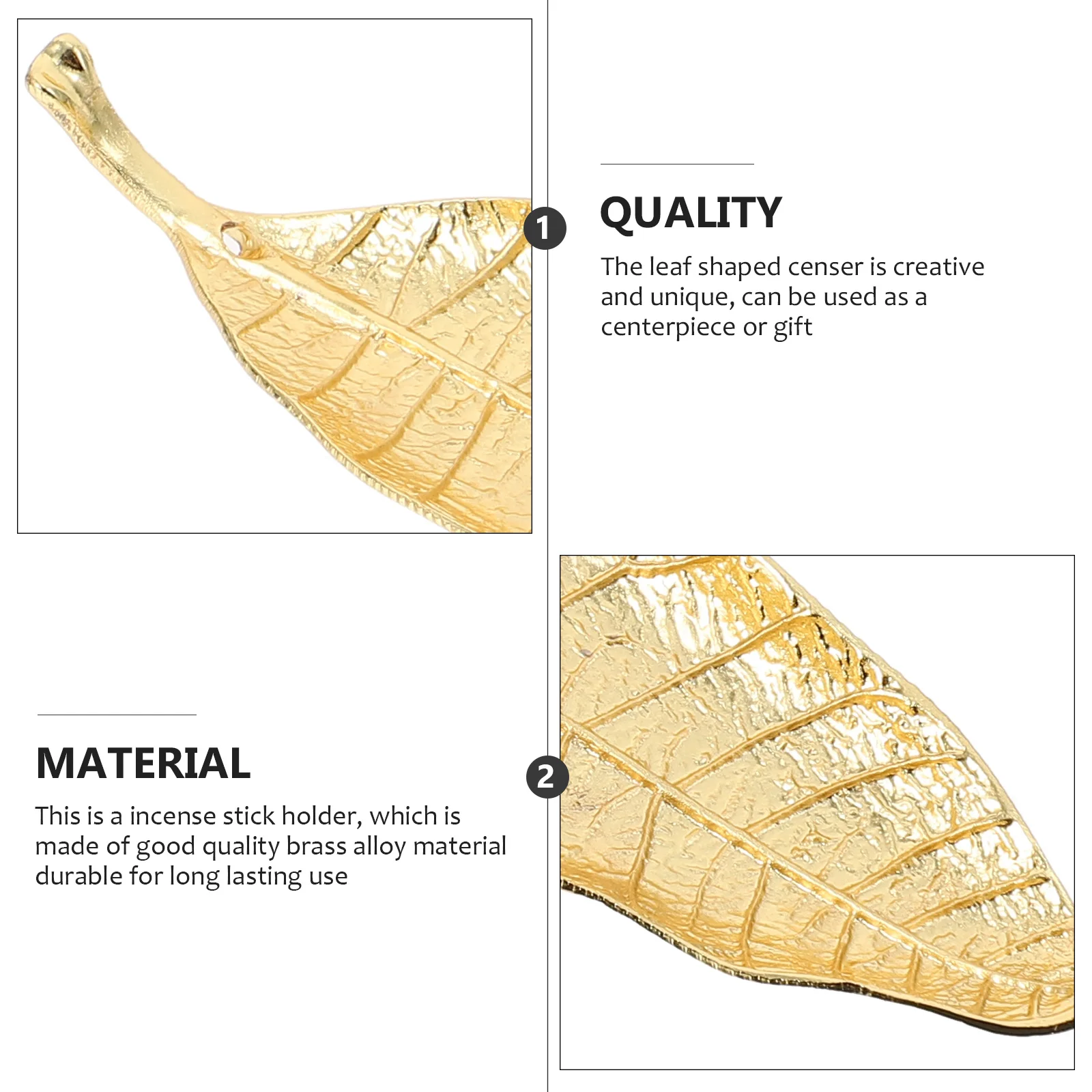 

Metal Bodhi Leaf Incense Stick Holder Golden Retro Incense Censer Decorative Home Decor Bedroom Dining Room Aroma Accessory