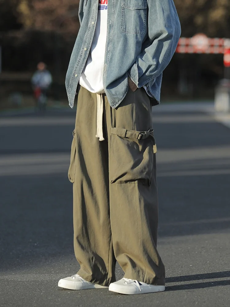 

American Sle Casual Work Pants Men's Spring Autumn Wide Leg Straight Tube Cool Haome Teenagers Street Sle Loose Fit