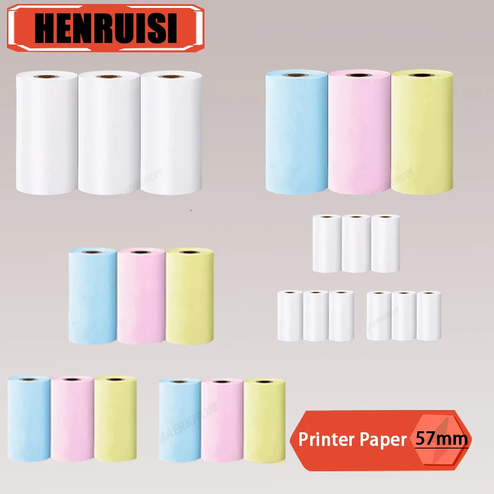 HD Mini Portable Printer Thermal Paper Universal 57mm Self-adhesive Paper Label Sticker For Phone Printing Picture Photo 2024