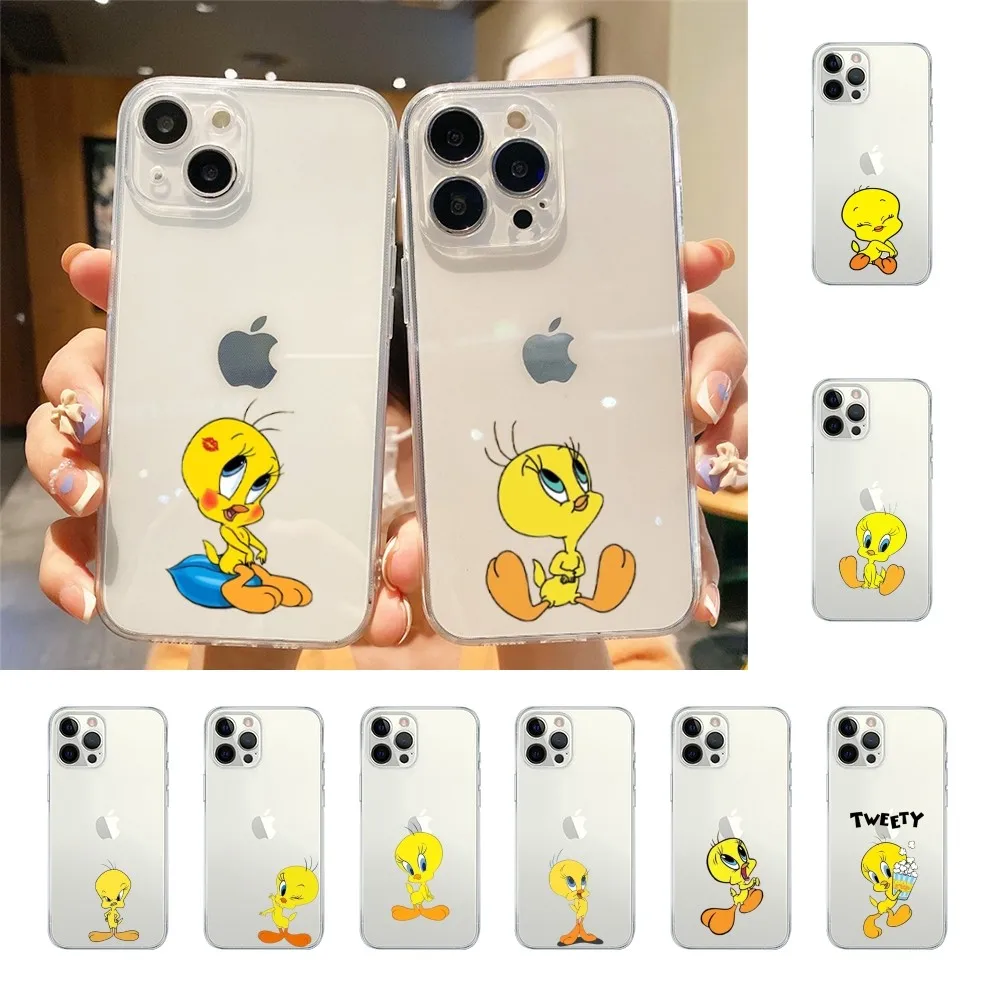 Милый чехол для телефона T-tweety Bird Caroon для Iphone 15 11 13 14 Pro Max 7 8 Plus X Xr Xs Max Se2020 12mini, прозрачный чехол