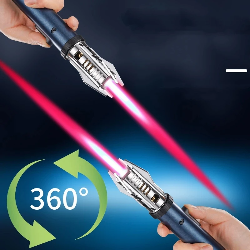 Hot Sale Metal Turbo Torch Gas Lighter Outdoor Windproof Straight Flame Cigar Lighter Camping BBQ Flame Adjustable Igniter
