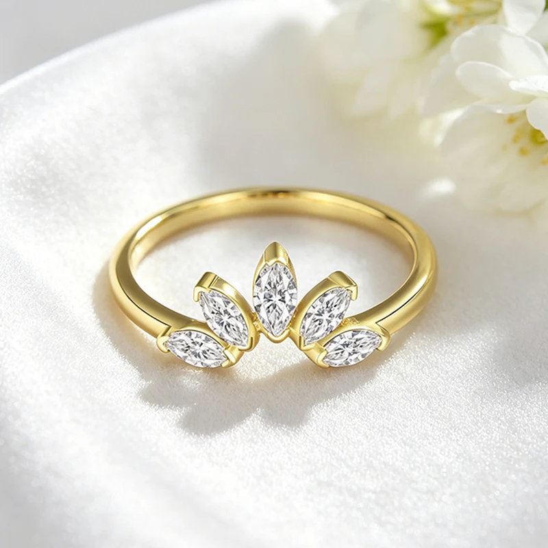 Smyoue Trendy 5A Zircon Crown Rings for Women Exquisite Wedding Party Matching Band Real 925 Sterling Silver Jewelry Wholesale