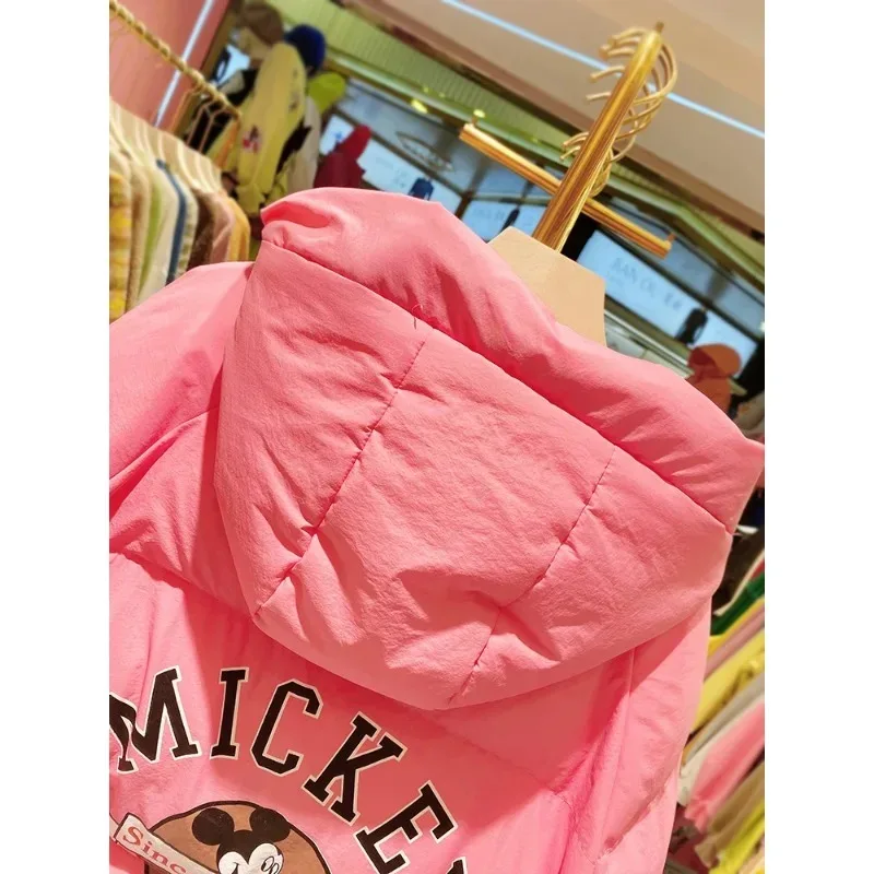 2025 New Women's Disney Mickey Cartoon Print Padded Jacket | Korean Style Loose Oversized Autumn & Winter Casual Outerwear
