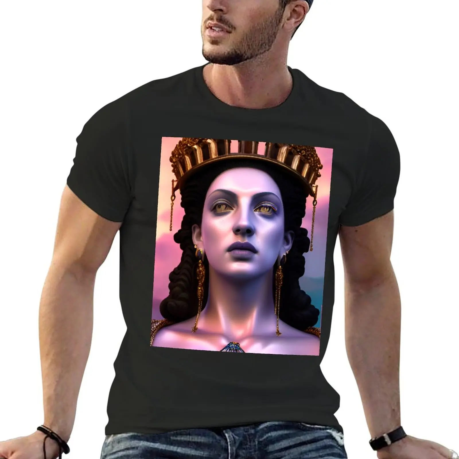 

New 3d degital art wallpaper vaporewave aesthetic metaverse queen T-Shirt plus size tops vintage clothes fitted t shirts for men