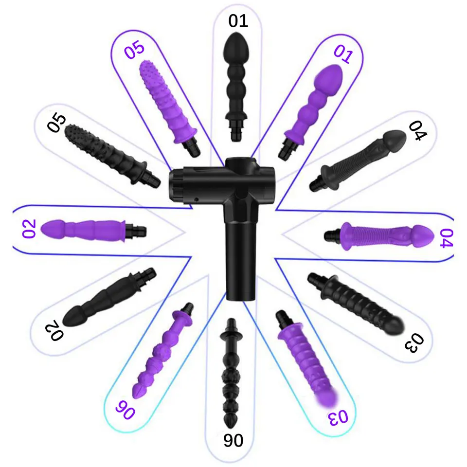 Masturbatore femminile Fascia Gun Adapter Attachements massaggio testa a silicone Dildo giocattoli del sesso per le donne vibratori pene Masturbati