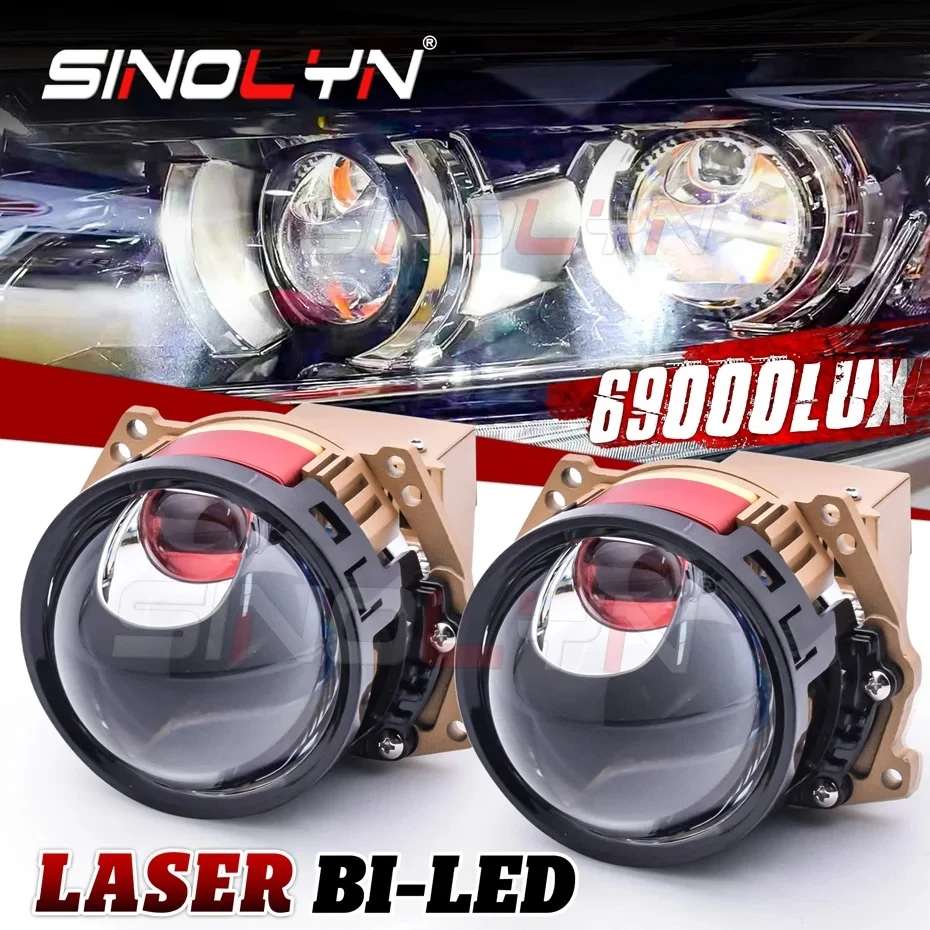 

Sinolyn Laser Bi LED Modules Projector Headlight Lenses Hyperboloid LED Car Lights For Hella 3R G5 69000LM 160W Car Accessories