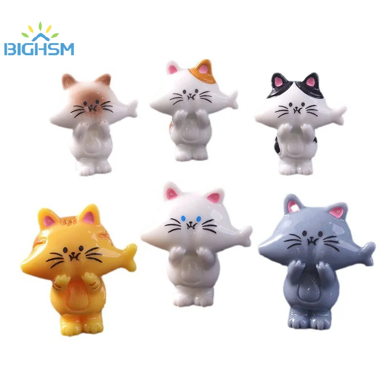 2Pcs Cartoon Miniature Cat Figurine Ornament Desk Decoration Creative Home Decorative Accessories Gifts