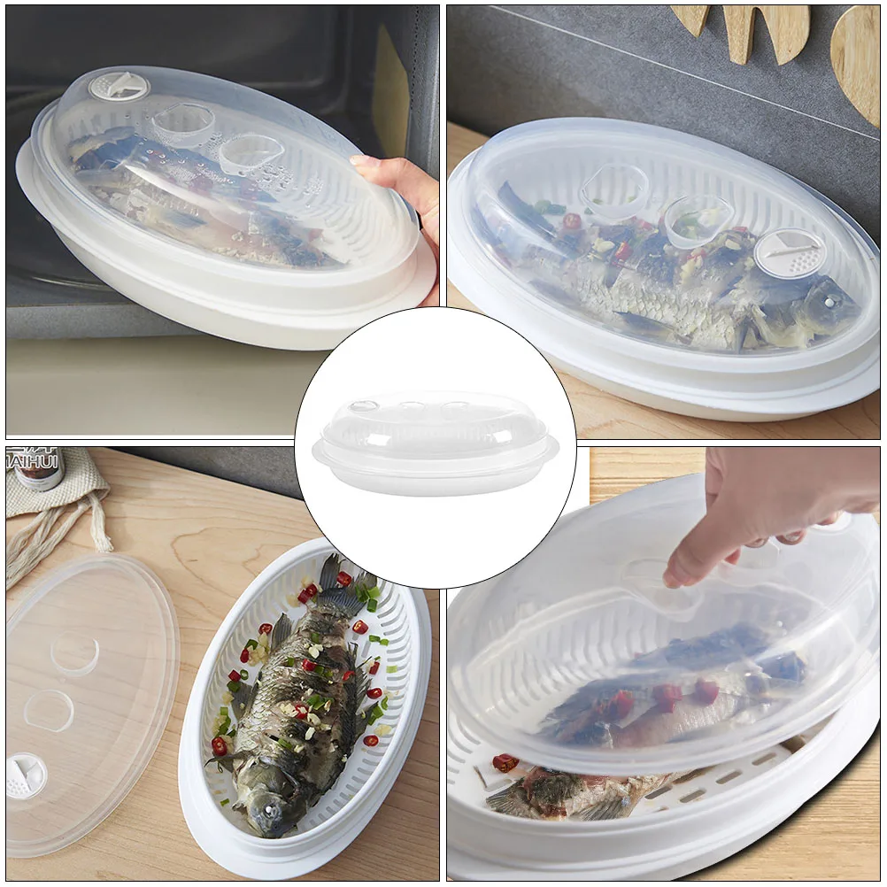 

Microwave Steamer Food Grade PP Kitchen Supplies Vegetable Plate Dun Holder Cookware Home Steamed Buns Pp Material