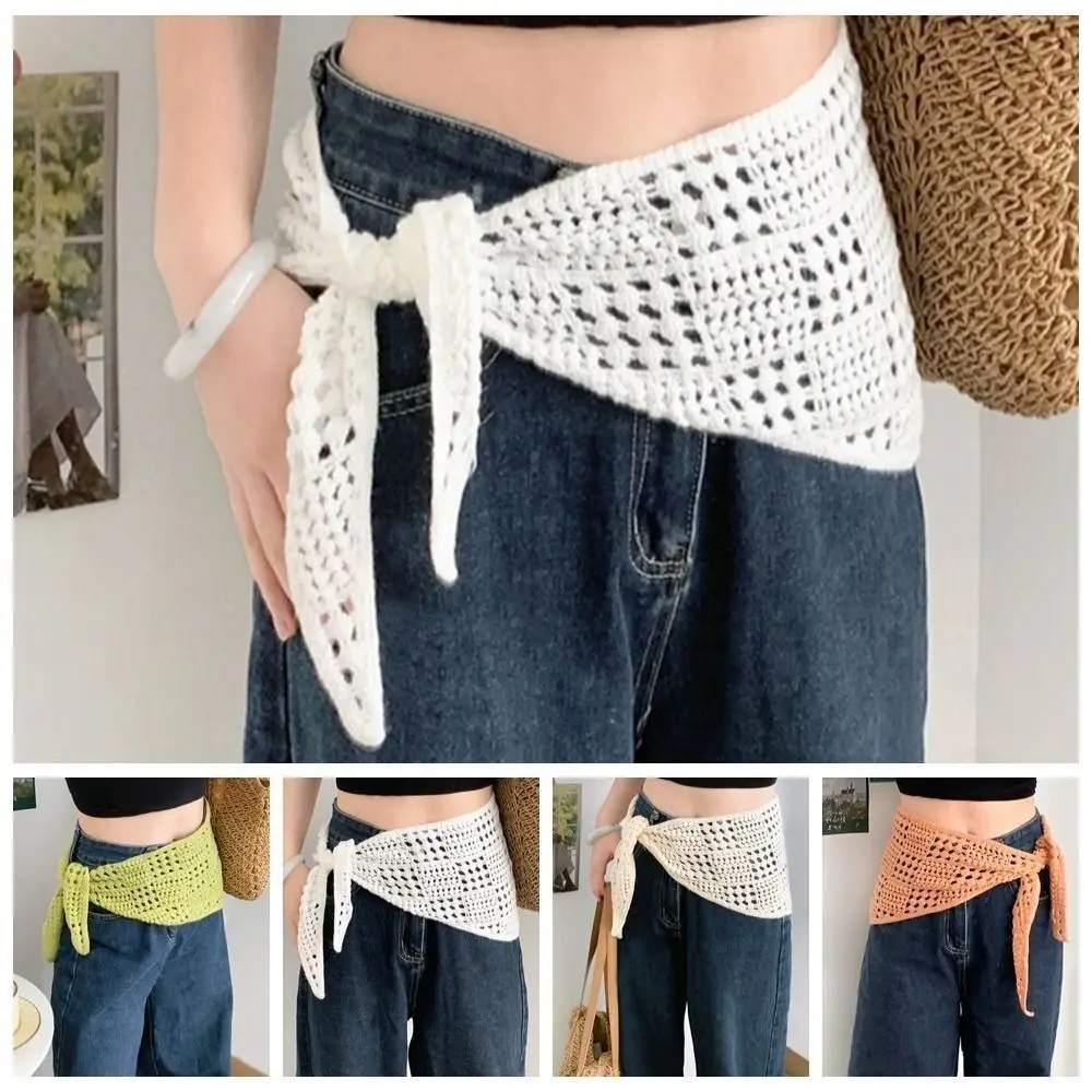 Retro Hollow ถักผ้าพันคอสามเหลี่ยม Y2k Design Elegant Balletcore Shawl สามเหลี่ยมรูปร่างผ้าพันคอสะโพก Balletcore สไตล์