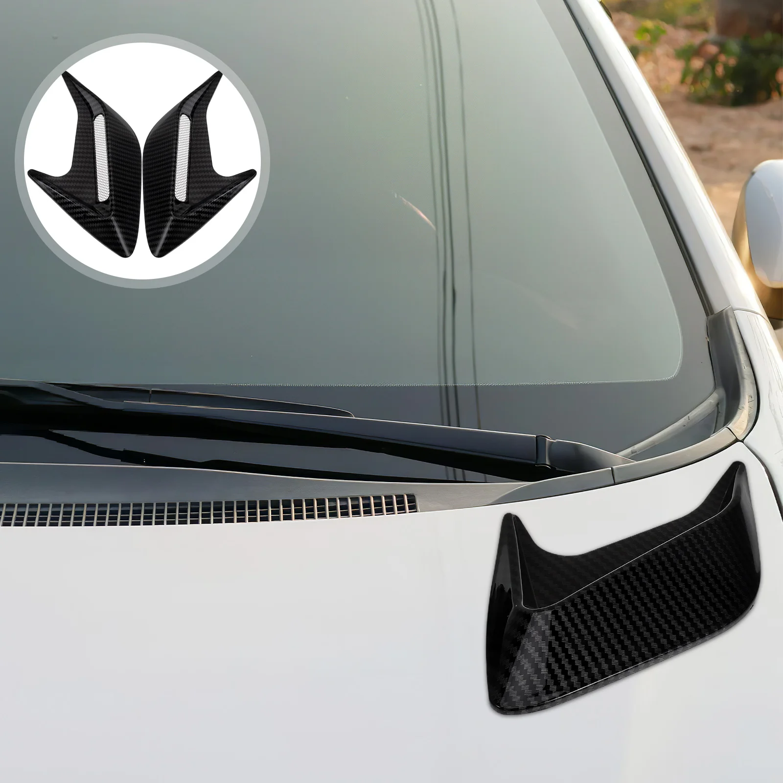 

1 Pair Shark Gill Air Decorations Durable Abs Car Side Vent Trim Easy Installation Hood Decoration Exterior Accessories Vehicle