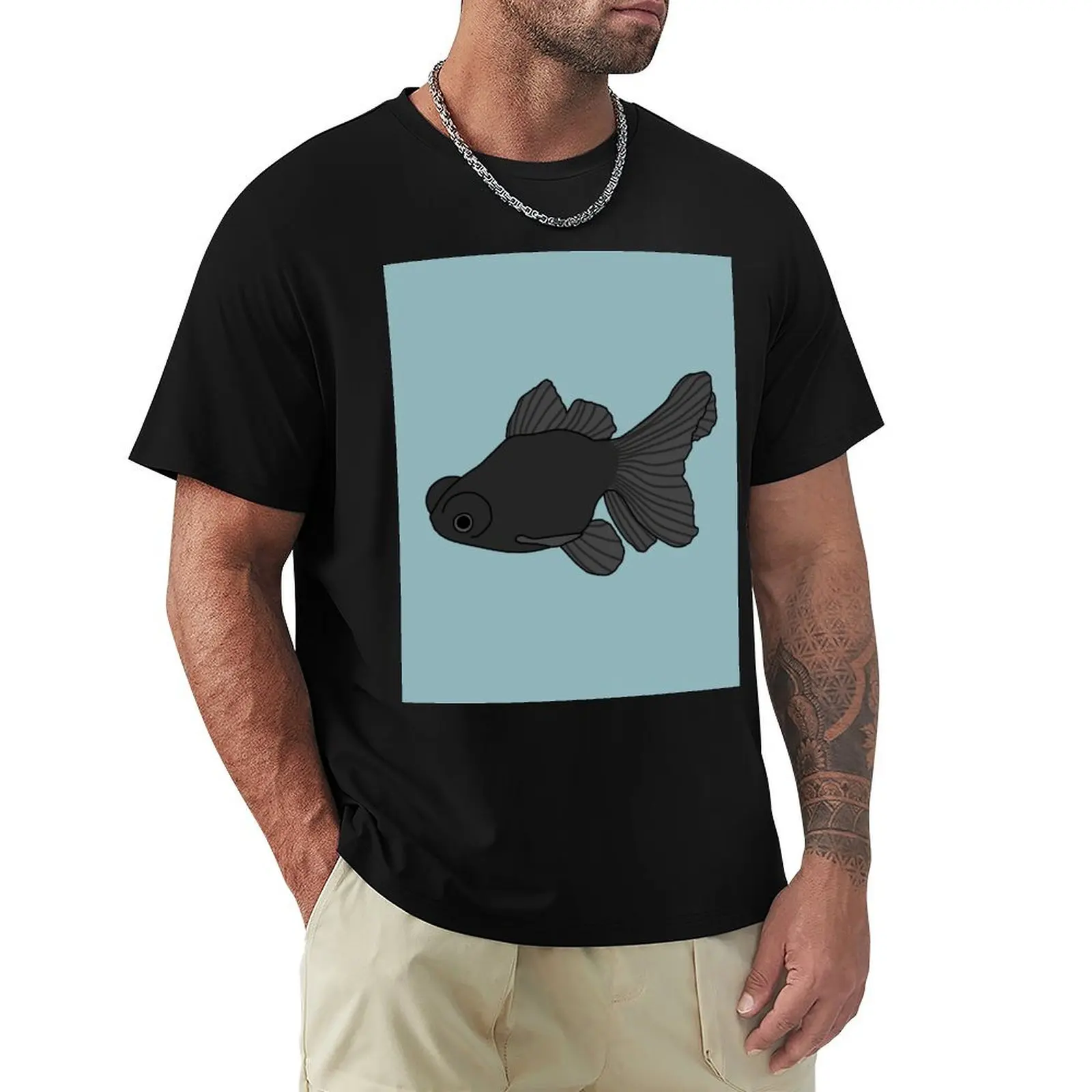 Black Moor Goldfish T-Shirt Casual Trendy Short Sleeve T-Shirt