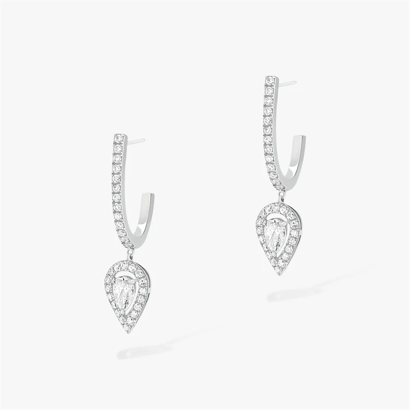 Charms Fashion Love Heart Shaped Diamond Earrings Messica Style JOY Series Earrings S925 Sterling Silver Wedding Jewellery Women