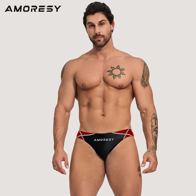 AMORESY Oceanus series trendy Japanese briefs low-waist hip-lifting tight-fitting ultra-thin swimming trunks