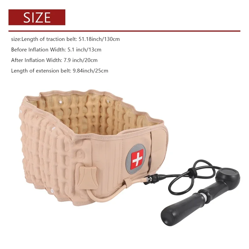 Cinto lombar de descompressão de ar espinhal, cinto protetor de cintura de tração de ar, suporte lombar inferior adequado para 29 polegadas -49 polegadas