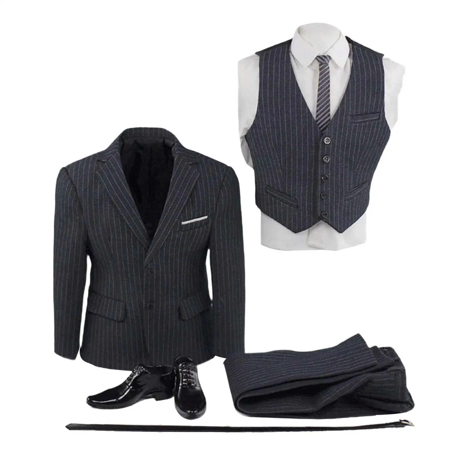 

7x 1/6 Scale Male Figure Doll Clothes Costume with Vest Shoes Belt for 12" Doll Model Dress up Male Action Figures Accessory