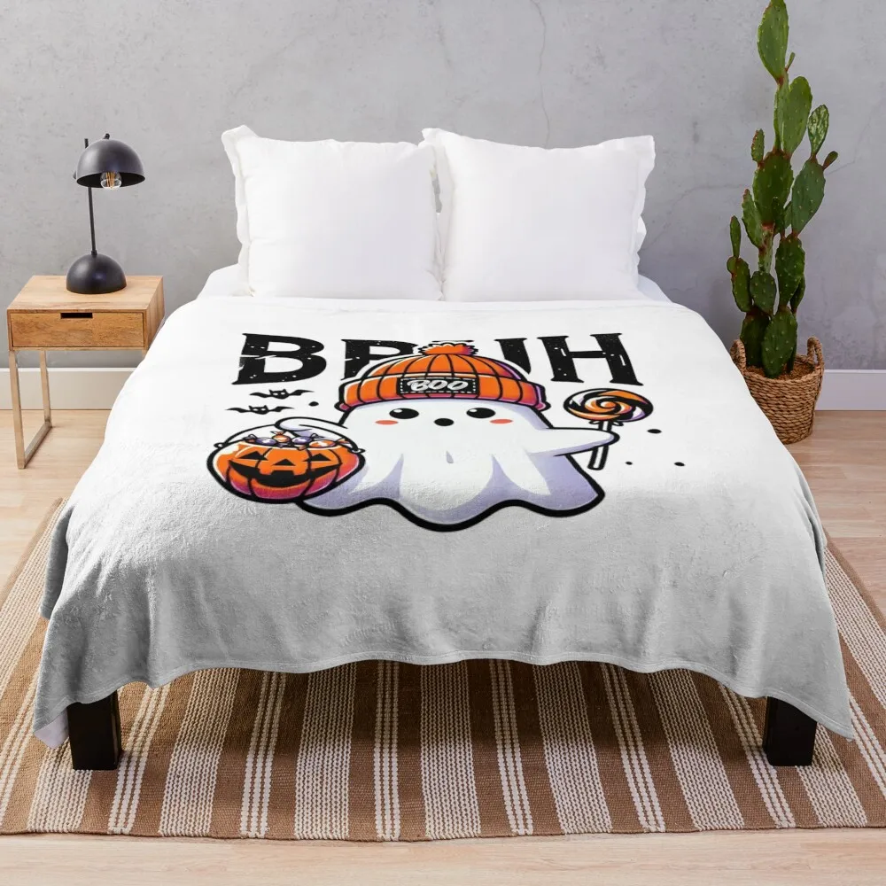 Bruh I Mean Boo Cute Ghost pumpkin Trick Or Treat Candy Kids Throw Blanket Beach For Decorative Sofa Blankets