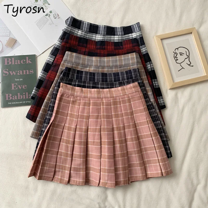 

Women Skirts A-line Pleated Designed JK Preppy Mini Skirt Stylish All-match Schoolgirls Plaid Sweet Japan Style Hot Y2K Kawaii