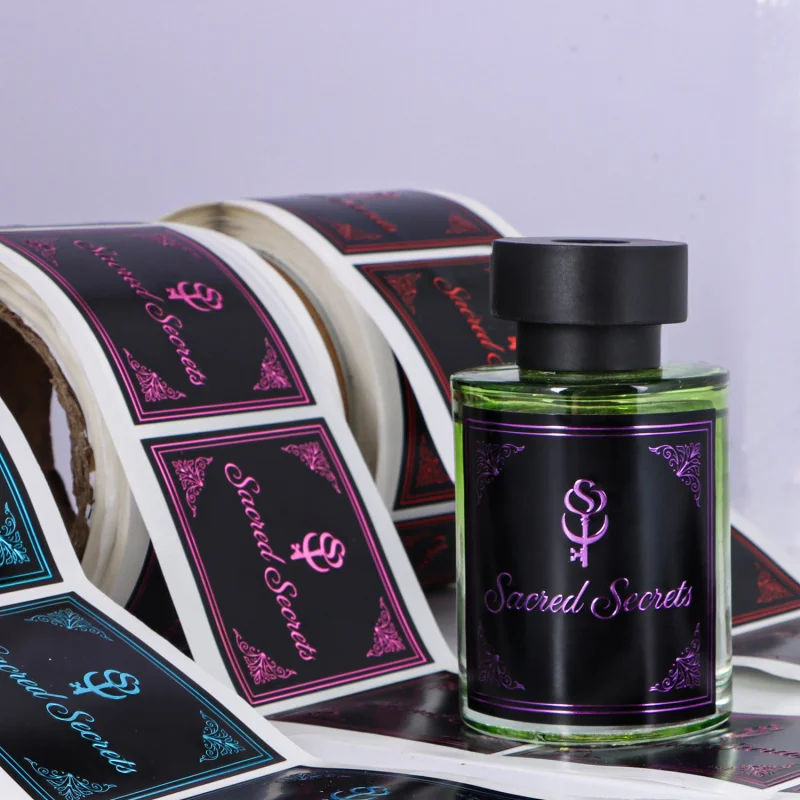 custom.Custom Parfum Label Embossed Printing Metallic Foil Perfume Fragrance Cosmetic Stickers Spray Bottle Packag