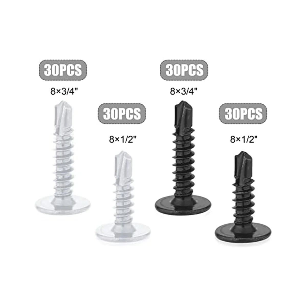 Metal Screws Self Tapping,120P Stainless Steel Screws Set Assorted Flat Head Self Drilling Screws for Wood Drywall Metal