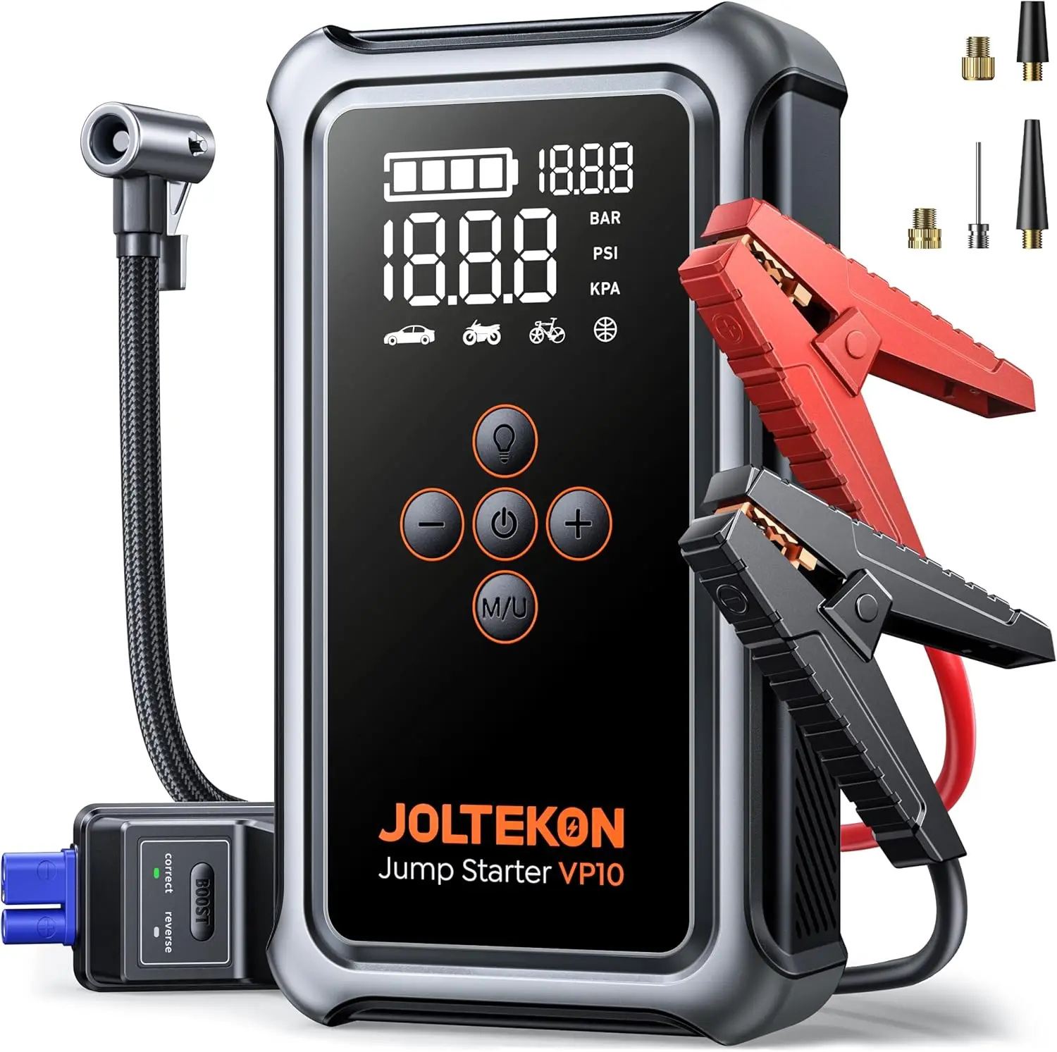 

5000A Portable Jump Starter with Air Compressor, 150PSI Tire Inflator for All Gas and Diesel Vehicles
